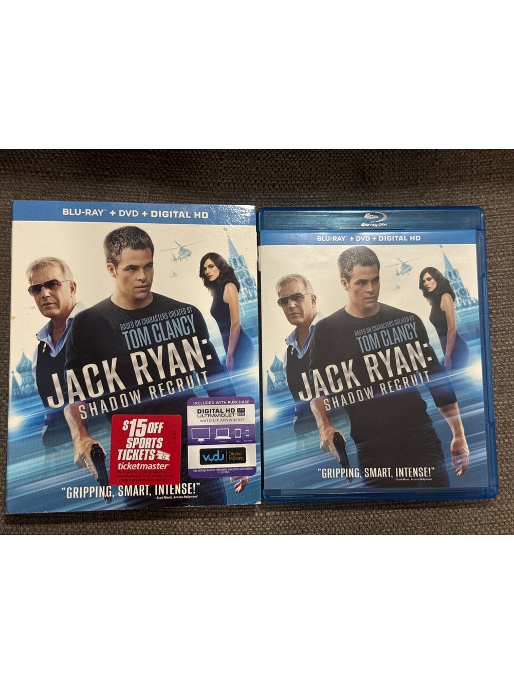 Jack Ryan: Shadow Recruit (Blu-ray, 2014) With Slipcover